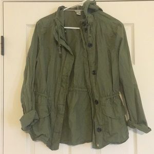 Army green hooded jacket